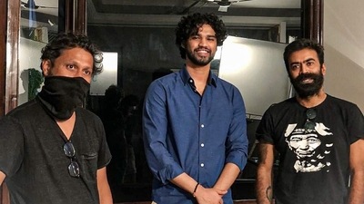 Shoojit Sircar with Babil Khan and Ronnie Lahiri. Shoojit Sircar with Babil Khan and Ronnie Lahiri.