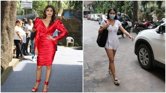 Spotting our favourite celebrities on the streets of Mumbai, checking off their weekend duties are one of our favourite things to do. We also take down major fashion cues from the outfits adorned with them. Monday was no different. While Sara set higher standards of athleisure fashion, Shilpa Shetty looked stunning in a red ensemble.(HT Photos/Varinder Chawla)