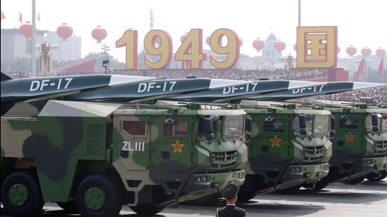 Military vehicles carrying hypersonic missiles DF-17 go past Tiananmen Square during a military parade in Beijing, China on October 1, 2019. (REUTERS/File)