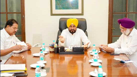Punjab chief minister Charanjit Singh Channi chaired a cabinet meeting in Chandigarh on Monday. It was decided to oppose the Centre’s move to extend the BSF’s jurisdiction. (HT file photo)