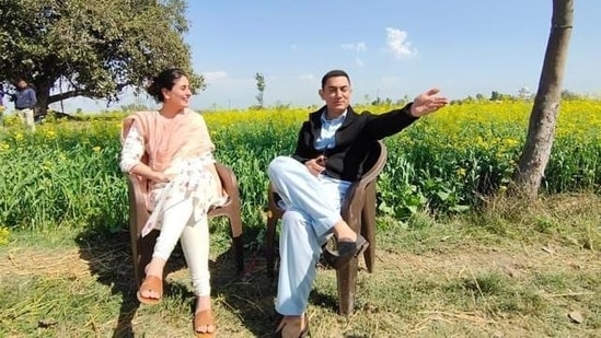 Kareena Kapoor and Aamir Khan on the sets of Laal Singh Chaddha.