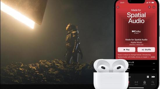 The third generation Apple AirPods come with Spatial Audio, Dolby Atmos and wholesale changes to the design as well as the audio hardware inside each wireless earbud. Apple has also updated the HomePod Mini with new colours and announced a new Apple Music voice plan. (Image courtesy/Apple)
