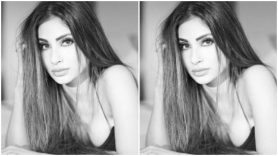 In the monochrome pictures, Mouni can be seen staring at the camera while posing in her gorgeous self.(Instagram/@imouniroy)