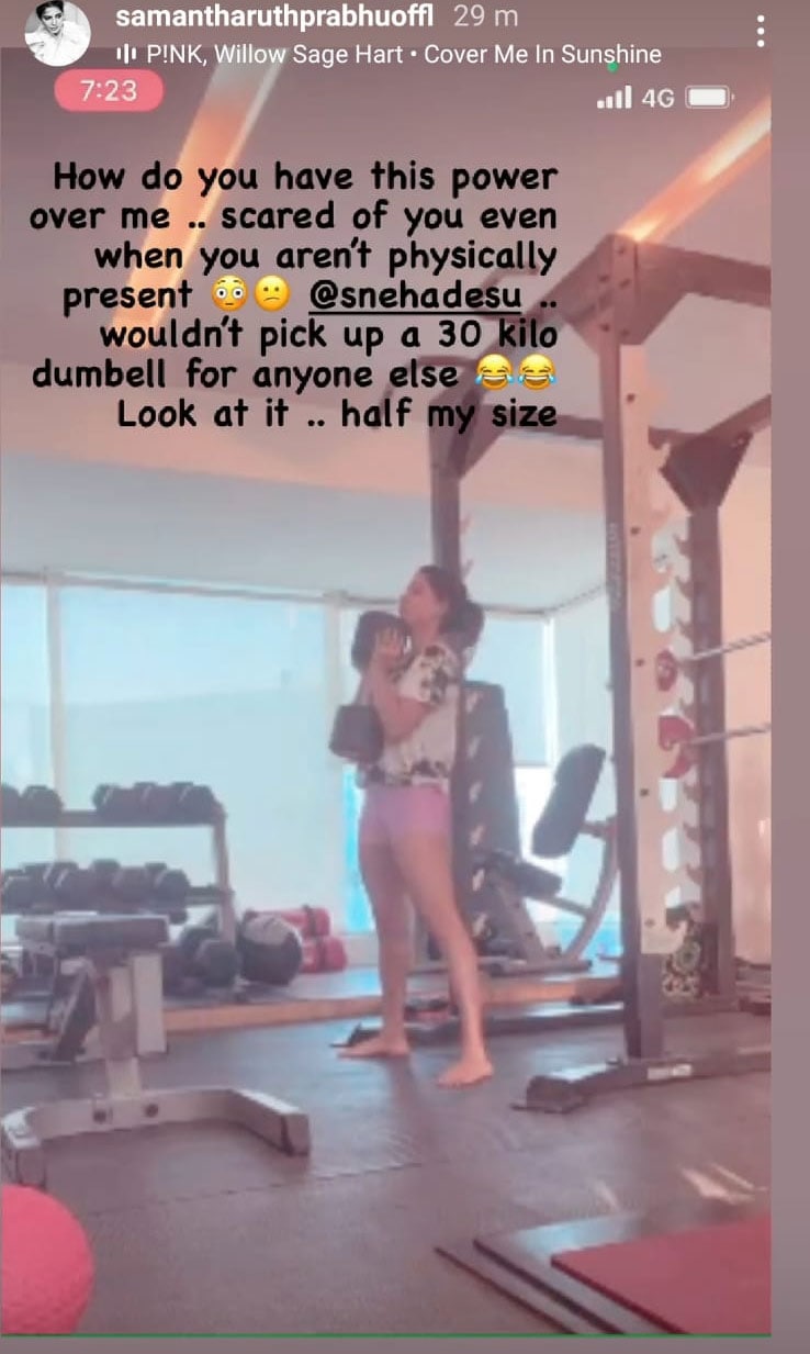 Samantha Ruth Prabhu shared a video on Instagram Stories. Samantha Ruth Prabhu shared a video on Instagram Stories. 