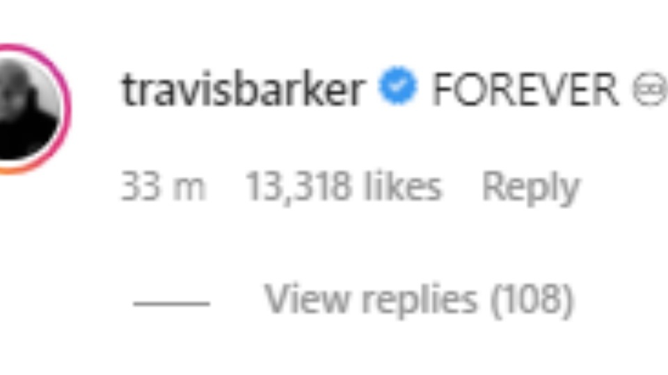 Travis Barker's comment. Travis Barker's comment.