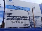 Rajdeep Roy, Lok Sabha lawmaker, shared pictures of the defaced posters and asked people to steer clear of divisive elements looking to create enmity using language as a tool. Rajdeep Roy, Lok Sabha lawmaker, shared pictures of the defaced posters and asked people to steer clear of divisive elements looking to create enmity using language as a tool. 