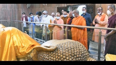 Kushinagar airport: Ahead of PM’s visit on Wednesday, chief minister Yogi Adityanath took stock of preparations for the inauguration and the VIP visit. (HT Photo) Kushinagar airport: Ahead of PM’s visit on Wednesday, chief minister Yogi Adityanath took stock of preparations for the inauguration and the VIP visit. (HT Photo)