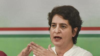 Congress general secretary Priyanka Gandhi Vadra addresses a press conference at the party office in Lucknow on Tuesday. (PTI) Congress general secretary Priyanka Gandhi Vadra addresses a press conference at the party office in Lucknow on Tuesday. (PTI)
