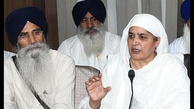 SGPC president Bibi Jagir Kaur addressing a press conference in Amritsar on Tuesday. (Sameer Sehgal/ht) SGPC president Bibi Jagir Kaur addressing a press conference in Amritsar on Tuesday. (Sameer Sehgal/ht)