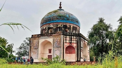 The Nila Gumbad, or the blue dome, stands at the far-east of the Humayun tomb complex. (Mayank Austen Soofi) The Nila Gumbad, or the blue dome, stands at the far-east of the Humayun tomb complex. (Mayank Austen Soofi)