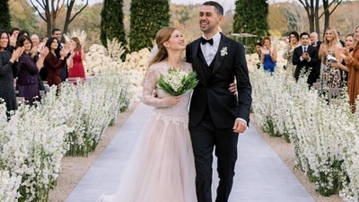 Nayel Nassar, an Egyptian equestrian who competed in the Tokyo Olympics, shared a beautiful moment from his wedding with Jennifer to announce the news. He captioned the picture, "We did a thing this weekend! Can't wait for forever after with you @jenniferkgates. Thank you to everyone who made this the happiest day of my life." (Instagram/@nayelnassar) Nayel Nassar, an Egyptian equestrian who competed in the Tokyo Olympics, shared a beautiful moment from his wedding with Jennifer to announce the news. He captioned the picture, "We did a thing this weekend! Can't wait for forever after with you @jenniferkgates. Thank you to everyone who made this the happiest day of my life." (Instagram/@nayelnassar)