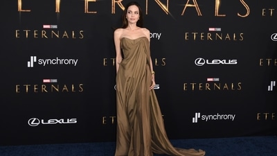 Angelina Jolie poses at the Eternals premieres. (AP) Angelina Jolie poses at the Eternals premieres. (AP)