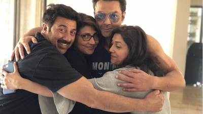 Bobby Deol with Sunny Deol, Ajeita Deol and Vijeta Deol. Bobby Deol with Sunny Deol, Ajeita Deol and Vijeta Deol.