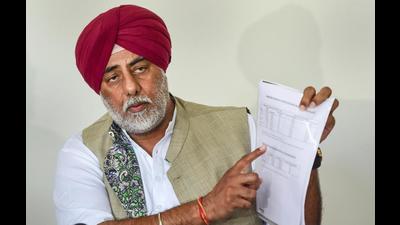 Punjab agriculture minister Randeep Singh Nabha addressing a press conference at Punjab Bhawan, New Delhi, on Tuesday. (PTI)
