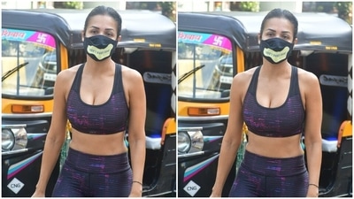 She posed for a few pictures before getting inside her yoga studio. (HT Photos/Varinder Chawla) She posed for a few pictures before getting inside her yoga studio. (HT Photos/Varinder Chawla)