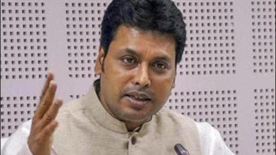 Tripura chief minister Biplab Kumar Deb said on Tuesday that the attacks on minorities in Bangladesh were part of a conspiracy. (PTI PHOTO.)