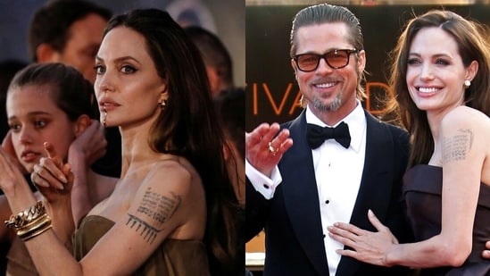 Angelina Jolie had previously inked the birth coordinates of Brad Pitt and their six children. (Reuters)