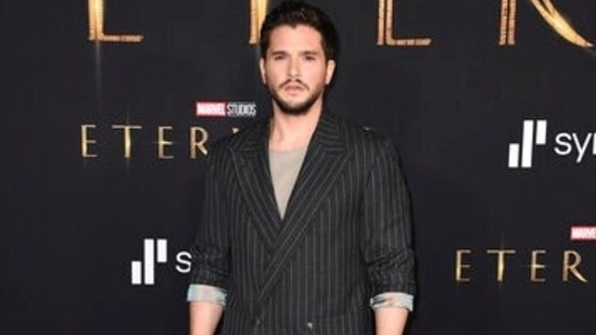 Kit Harington at the premiere of Eternals in Los Angeles. (AP)