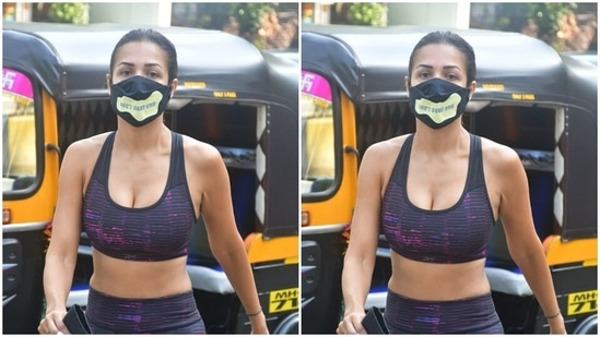 Malaika stepped out of her home and was on her way to the Diva Studio – the yoga studio that she is a part of.(HT Photos/Varinder Chawla)