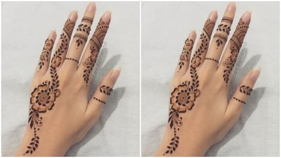 Minimalistic design with a floral pattern will make your hands look pretty, all the while complementing your attire for the day.(https://www.pinterest.com/)