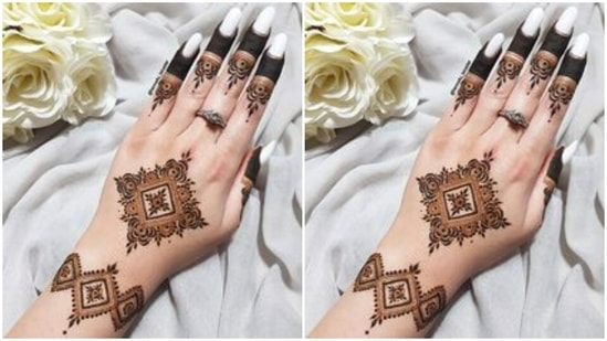 Karva Chauth ritual includes fasting till the moon comes up and then looking through a sieve to the moon and then to the husband. Imagine how good your hands will look in this mehendi design while you hold the sieve and perform the ritual.(https://www.pinterest.com/)
