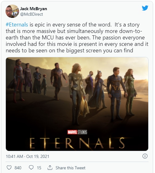 Critics share first reactions to Eternals.