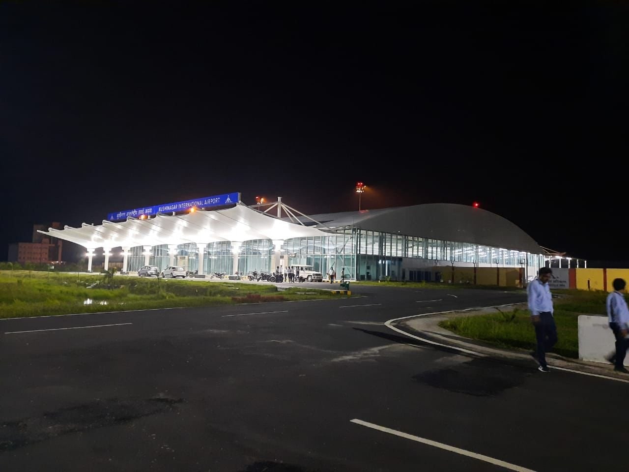 The airport terminal is ready to welcome PM Modi and other dignitaries.(ANI Photo)