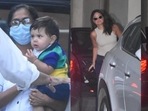 Kareena Kapoor and Jeh Ali Khan make their way to Amrita Arora's home for her son's birthday party.(Varinder Chawla) Kareena Kapoor and Jeh Ali Khan make their way to Amrita Arora's home for her son's birthday party.(Varinder Chawla)