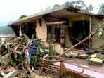 A view of a house damaged due to heavy rains in Kottayam, Kerala, on October 17. (HT_PRINT) A view of a house damaged due to heavy rains in Kottayam, Kerala, on October 17. (HT_PRINT)