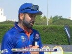 Rohit Sharma at toss in the India vs Australia warm-up match ahead of T20 World Cup 2021