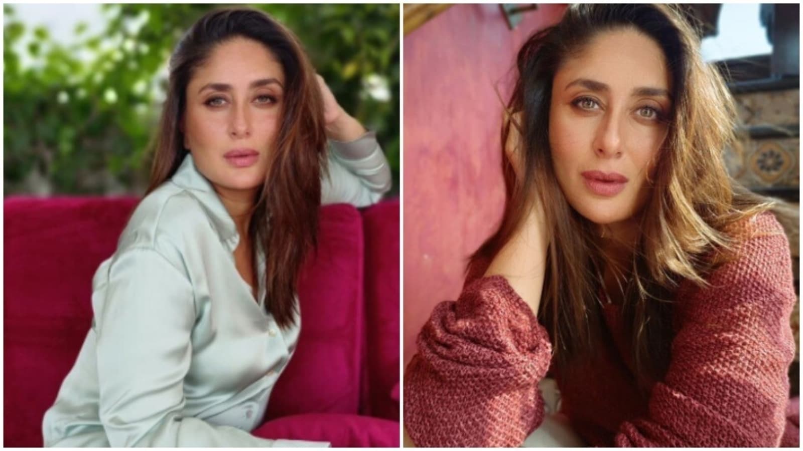Inside Kareena Kapoors Mumbai Home With Bright Coloured Couch And Walls Leaf Covered