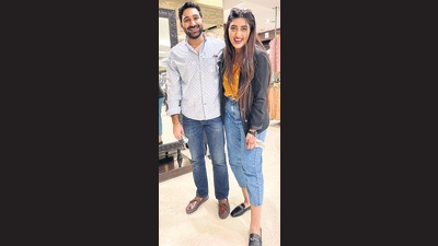 Actor Shireen Mirza (R) with her fiancé Hasan Sartaj enjoyed Delhi’s street food and shopping ahead of their wedding later this month.