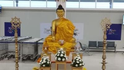 Kushinagar, where an international airport was opened on Wednesday by PM Modi, has an important place on the global Buddhist map because of its rich heritage. (Twitter/@aaikushiairport) Kushinagar, where an international airport was opened on Wednesday by PM Modi, has an important place on the global Buddhist map because of its rich heritage. (Twitter/@aaikushiairport)