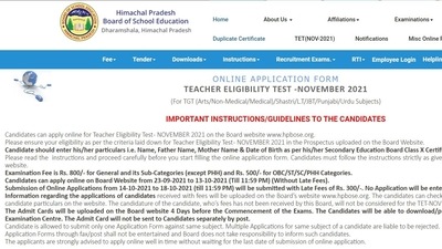 HP TET 2021: Application correction window to close on Oct 21 HP TET 2021: Application correction window to close on Oct 21