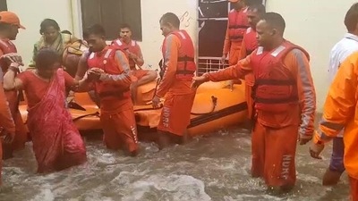 An NDRF team carries out rescue operations at several waterlogged areas in Rudrapur, Uttarakhand. (ANI) An NDRF team carries out rescue operations at several waterlogged areas in Rudrapur, Uttarakhand. (ANI)