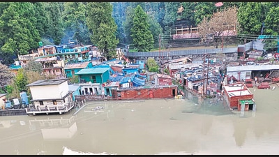 Water level rises in Sukhatal, the main recharge zone of Nainital lake, nearly one kilometre above the lake (HT PHOTO) Water level rises in Sukhatal, the main recharge zone of Nainital lake, nearly one kilometre above the lake (HT PHOTO)