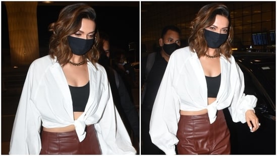 Deepika Padukone Took A Flight Out Of Mumbai Today, And For Her Airport Look, She Made A Head-Turning Style Statement In One Of Her Most Chic Ensembles. The Star Gave An Elegant Take To Her Jet-Set Outfit And Left The Internet Swooning.(Ht Photo/Varinder Chawla)