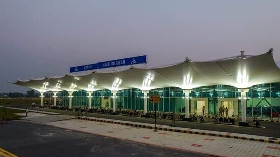 The Kushinagar International airport has been built at an estimated cost of <span class='webrupee'>₹</span>260 crore and will facilitate domestic and international pilgrims to visit the Mahaparinirvana sthal of Lord Buddha. (Picture credit: Twitter/@narendramodi)
