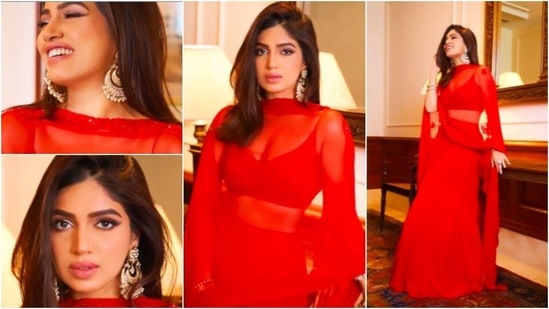 Bhumi Pednekar's fashion game is always on point and her Instagram handle says it all. The Padman actor always manages to impress the fashion police with her sartorial choices. The actor recently blessed our feeds with stunning pictures of herself in a red lehenga.(Instagram/@bhumipednekar)