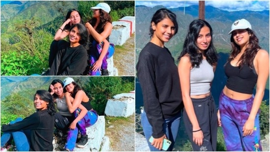Janhvi Kapoor is seen sun busking with her girl gang in the mountains.(Instagram/@janhvikapoor)