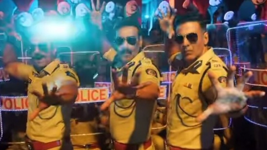 Ranveer Singh, Ajay Devgn and Akshay Kumar in a still from Aila Re Ailaa teaser.&nbsp;