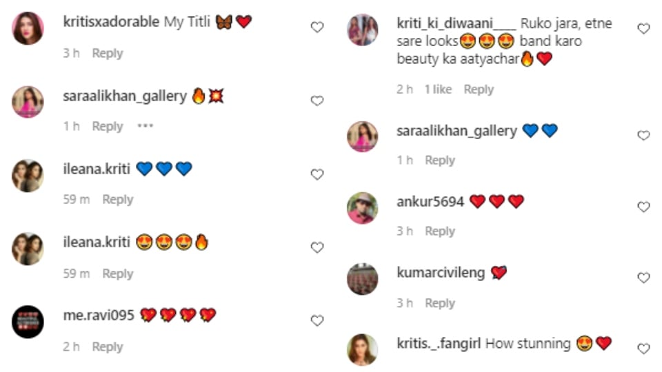 Comments on Kriti Sanon's photos.&nbsp;
