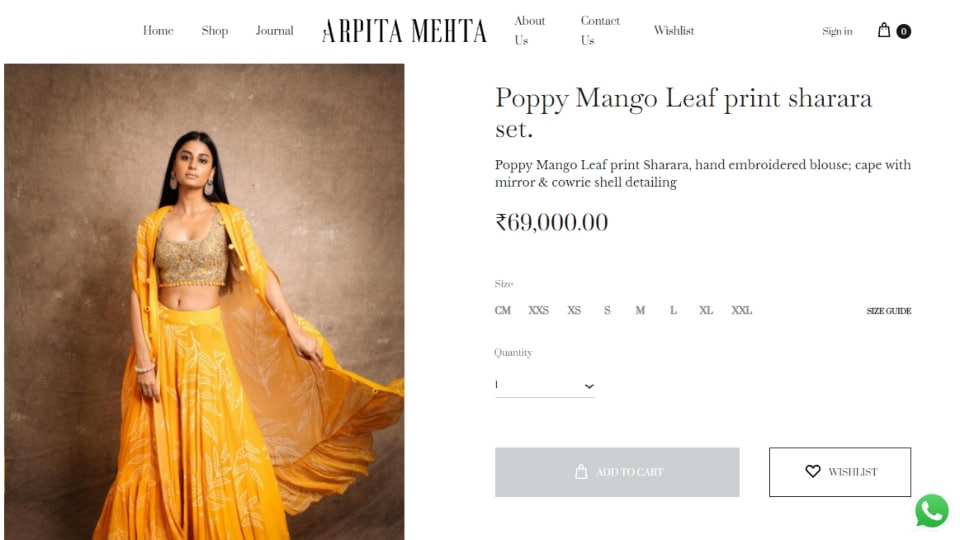 The Poppy Mango Leaf print sharara set.&nbsp;(arpitamehtaofficial.com)