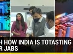 India lights up to celebrate 100 crore Covid jabs, Mansukh Mandaviya distributes sweets India lights up to celebrate 100 crore Covid jabs, Mansukh Mandaviya distributes sweets