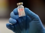 A vial of the Moderna Covid-19 vaccine at a pop-up vaccine clinic in Salt Lake City, USA.&nbsp;