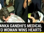 Priyanka Gandhi gives first aid to woman who met with an accident in Lucknow