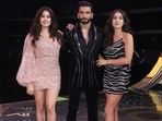 Janhvi Kapoor and Sara Ali Khan with Ranveer Singh at The Big Picture show. (Varinder Chawla) Janhvi Kapoor and Sara Ali Khan with Ranveer Singh at The Big Picture show. (Varinder Chawla)