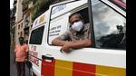 Ambulance owner Raghav Narsalay and his chauffeur start the Rs100 Patient Transport Ambulance service only for the city of Navi Mumbai during Covid pandemic. (BACHCHAN KUMAR/HT PHOTO) Ambulance owner Raghav Narsalay and his chauffeur start the Rs100 Patient Transport Ambulance service only for the city of Navi Mumbai during Covid pandemic. (BACHCHAN KUMAR/HT PHOTO)
