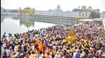 The Golden Temple saw the largest footfall of 1.5 lakh on Thursday, according to authorities; the Parkash Purb on Friday and the nagar kirtan proved major attractions. (Sameer Sehgal/HT) The Golden Temple saw the largest footfall of 1.5 lakh on Thursday, according to authorities; the Parkash Purb on Friday and the nagar kirtan proved major attractions. (Sameer Sehgal/HT)