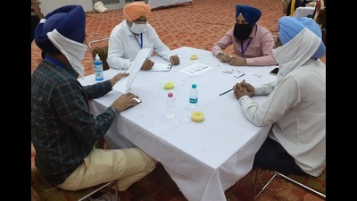 The counting of votes underway at PU on Thursday. (HT)